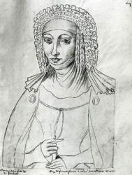 Ms.266 fol.53 Marguerite de France (1310-82), from 'Recueil d'Arras' (red chalk on paper) (b/w photo) | Obraz na stenu