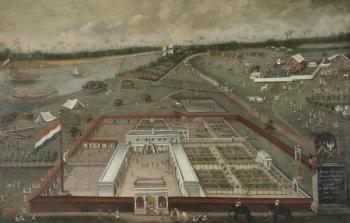 The Trading Post of the Dutch East India Company beside the Ganges in Hooghly, Bengal, 1665 (oil on canvas) | Obraz na stenu