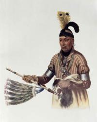 Naw-Kaw or 'Wood', a Winnebago Chief, illustration from 'The Indian Tribes of North America, Vol.1', by Thomas L. McKenney and James Hall, pub. by John Grant (colour litho) | Obraz na stenu