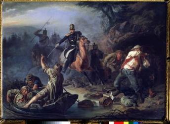 A skirmish with smugglers from Finland, 1853 (oil on canvas) | Obraz na stenu