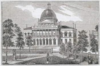 Southern view of the State House in Boston on Beacon Street, from 'Historical Collections of Massachusetts', by John Warner Barber, engraved by S. E. Brown, 1839 (engraving) | Obraz na stenu