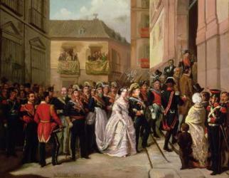 Isabella II of Spain (1830-1904) and her husband Francisco de Assisi visiting the Church of Santa Maria | Obraz na stenu