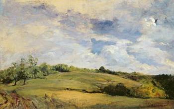 Landscape and clouds (oil on canvas) | Obraz na stenu