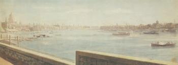 View of the Thames, London (oil on canvas) | Obraz na stenu