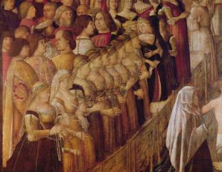 The Miracle of the Cross at the Bridge of Saint Lorenzo, detail of a group of Catherine Cornaro's ladies in waiting and a section of the crowd, 1500 (tempera on canvas) | Obraz na stenu