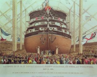 Launch of H.M.S. Royal Albert, Screw Steamer, 131 Guns, at Woolwich, May 13th 1854 (coloured engraving) | Obraz na stenu