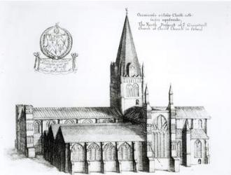 The North Prospect of Conuentuall Church of Christ Church in Oxford (engraving) (b/w photo) | Obraz na stenu