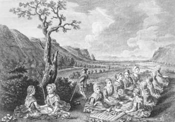 Women at the Quern and the Luaghad with a view of Talyskir, from 'A Tour in Scotland' (engraving) (b/w photo) | Obraz na stenu