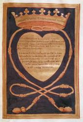 Fol. 61r The Crowned Heart of Courage, from the Account of the Funeral of Anne of Brittany (1477-1514) 1515 (vellum) | Obraz na stenu