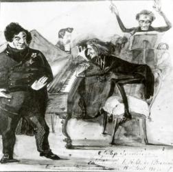 Galop Chromatique Caricature of Luigi Lablache, Franz Liszt (1811-86) at the piano and Francois Habeneck | Obraz na stenu