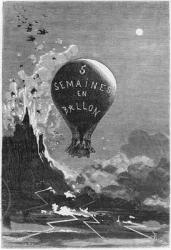 Frontispiece to 'Five Weeks in a Balloon' by Jules Verne (1828-1905) (engraving) (b/w photo) | Obraz na stenu