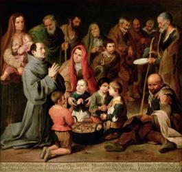 St. Diego of Alcala Giving Food to the Poor, 1645-46 (oil on canvas) | Obraz na stenu