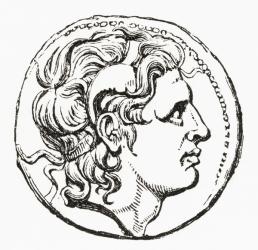 Silver tetradrachma of Alexander III of Macedon, 356  323?BC, aka Alexander the Great. King of Macedon. From The Imperial Bible Dictionary, published 1889. | Obraz na stenu