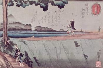 Mount Fuji from the Sumida River embankment, one of the views from Edo, c.1842 | Obraz na stenu