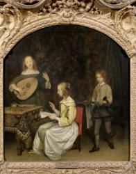 The Concert: Singer and Theorbo Player (oil on panel) | Obraz na stenu