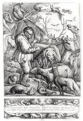 Illustration from the Introduction to Aesop's Fables, 1666 (engraving) (b/w photo) | Obraz na stenu