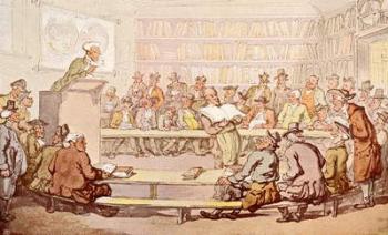 An 18th century auction room, from The Connoisseur Magazine, published 1902 (colour litho) | Obraz na stenu