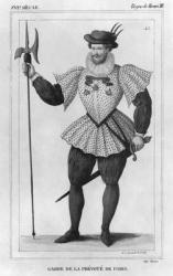Guard of the provostship of Paris during the reign of Henri III (1574-89) (engraving) (b/w photo) | Obraz na stenu