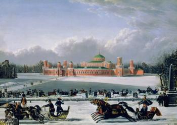 Sleigh Race at the Petrovsky Park in Moscow, 1848 (oil on canvas) | Obraz na stenu