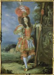 Leopold I (1640-1705), Holy Roman Emperor, in theatrical costume, dressed as Acis from "La Galatea", a favola set to music by Antonio Draghi, 1667 (oil on copper) | Obraz na stenu