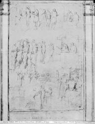 Scenes from the Life of a Saint, detail (see also 217743) (pen & ink & brown wash on paper) (b/w photo) | Obraz na stenu