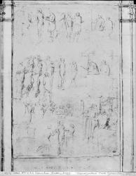 Scenes from the Life of a Saint, detail (see also 217743) (pen & ink & brown wash on paper) (b/w photo) | Obraz na stenu