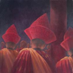 Buddhist Monks, Bhutan, 2012 (acrylic on canvas) | Obraz na stenu