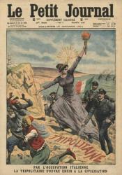 Italy providing civilization to Tripolitania, illustration from 'Le Petit Journal', supplement illustre, 15th October 1911 (colour litho) | Obraz na stenu