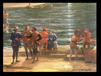 Ulysses Returning Chryseis to her Father (oil on canvas) (detail of 90069) | Obraz na stenu
