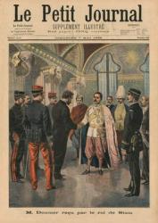 Paul Doumer, Governor General of Indochina, received in Bangkok by Chulalongkorn, King of Siam as Rama V, , front cover illustration from 'Le Petit Journal', Supplement Illustre, 7th May 1899 (colour litho) | Obraz na stenu