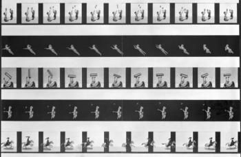 Picture strips for a praxinoscope, late 19th century (engraving) (b/w photo) | Obraz na stenu