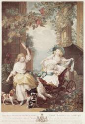 Princesses Mary (1776-1857), Sophia (1777-1848) and Amelia (1783-1810), daughters of George III, engraved by Francesco Bartolozzi (1727-1815) (mezzotint engraving) | Obraz na stenu