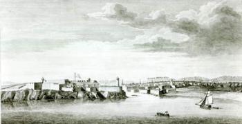 A Prospect of the Moro Castle and City of Havana from the sea, engraved by Pierre Charles Canot from a drawing by an Officer of the British Navy, 1818 (engraving) (b/w photo) | Obraz na stenu