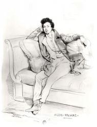 Alexandre Dumas Pere (1803-70) engraved by Charles Etienne Pierre Motte (1785-1836) (litho) (b/w photo) | Obraz na stenu
