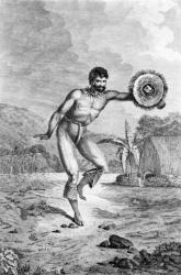 A Man of the Sandwich Islands Dancing, engraved by Myers, c.1785 (engraving) | Obraz na stenu