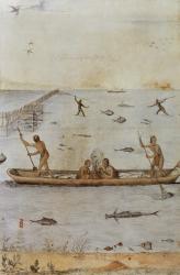 Indians Fishing (colour litho) | Obraz na stenu