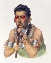 Young Ma-Has-Ka, Chief of the Iowas, 1837,  illustration from 'The Indian Tribes of North America, Vol.1', by Thomas L. McKenney and James Hall, pub. by John Grant (colour litho) | Obraz na stenu