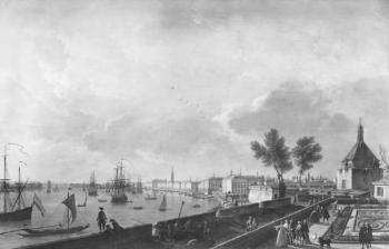 View of the Port of Bordeaux seen from Chateau Trompette, 1759 (oil on canvas) | Obraz na stenu