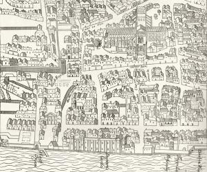 London around St. Paul's in 1563, from 'London Pictures: Drawn with Pen and Pencil', by Rev. Richard Lovett, published 1890 (litho) | Obraz na stenu