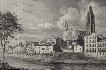 Gerona, Spain, in the 17th century (engraving) | Obraz na stenu