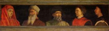 Portraits of Giotto (c.1266-1337) Uccello, Donatello (c.1386-1466) Manetti (c.1405-60) and Brunelleschi (1377-1446) (tempera on panel) | Obraz na stenu