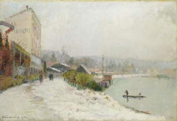Le Seine au Bas-Meudon, Temps de neige, 1900 (oil on canvas) | Obraz na stenu
