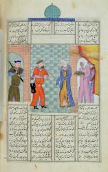 Ms C-822 The meeting of Khosro and Chirin in the palace, from the 'Shahnama' (Book of Kings), by Abu'l-Qasim Manur Firdawsi (c.934-c.1020) (gouache on paper) | Obraz na stenu