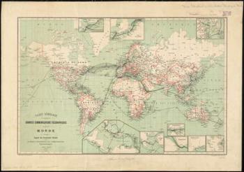 World map of telegraph lines published by the International Telegraph Bureau, 1901 Scale: [ca. 1:70,000,000] | Obraz na stenu