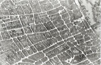 Plan of Paris, known as the 'Plan de Turgot', engraved by Claude Lucas, 1734-39 (engraving) (b/w photo) (detail) | Obraz na stenu