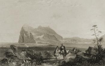 Gibraltar from the Lower Signal Tower (engraving) | Obraz na stenu