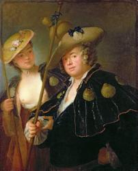 Gustav Adolf Graf von Gotter and his Niece Friederike von Wangenheum in Pilgrim Costumes, c.1750 (oil on canvas) | Obraz na stenu