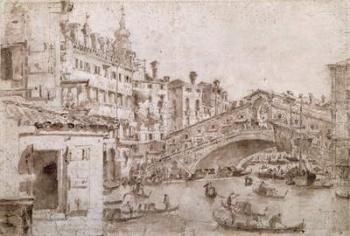 The Rialto Bridge, Venice (pen & brown ink on paper) | Obraz na stenu
