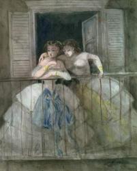 Girls on the Balcony, 1855-60 (w/c on paper) | Obraz na stenu