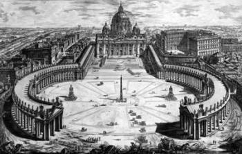 Bird's-eye view of St. Peter's Basilica and Piazza, form the 'Views of Rome' series, c.1760 (etching) | Obraz na stenu
